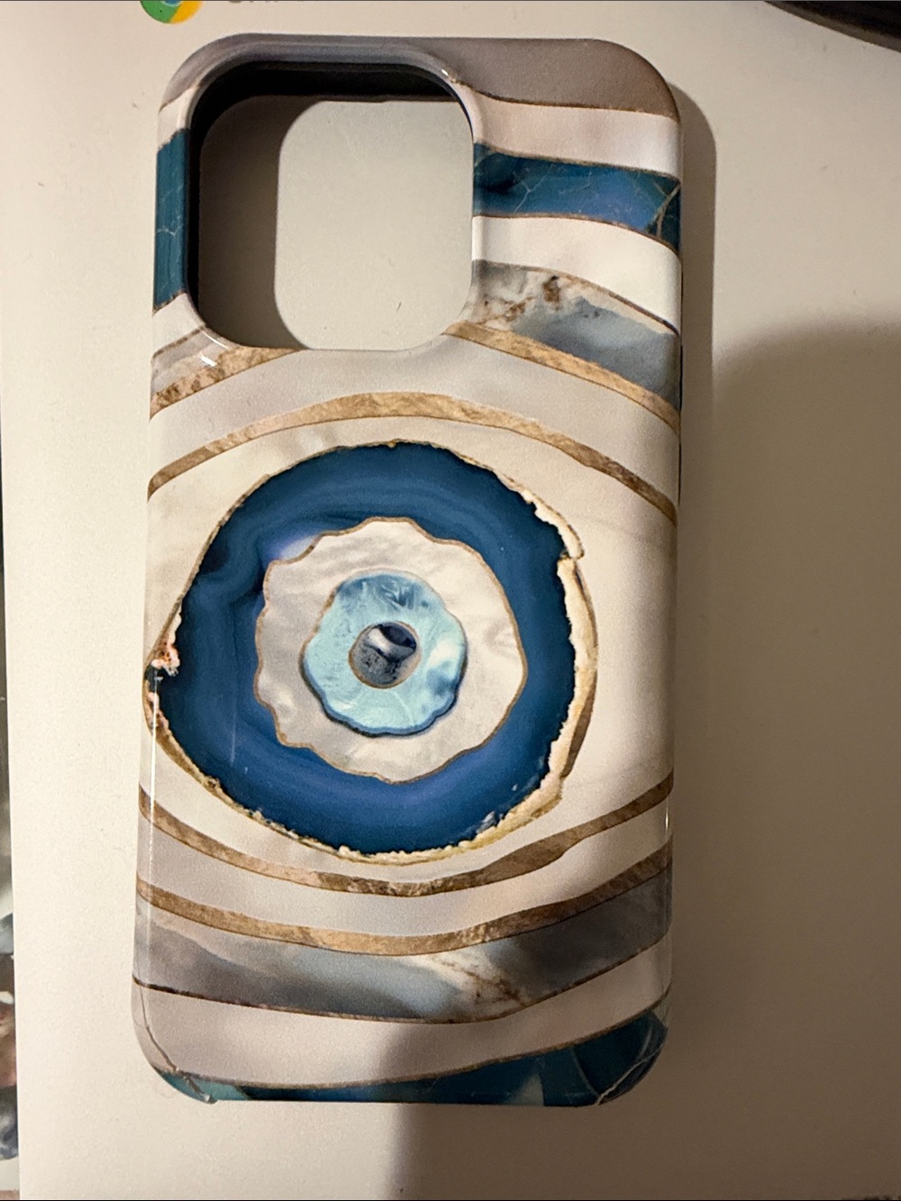 Blue Agate Pattern Protective Phone Case - Blue & Cream